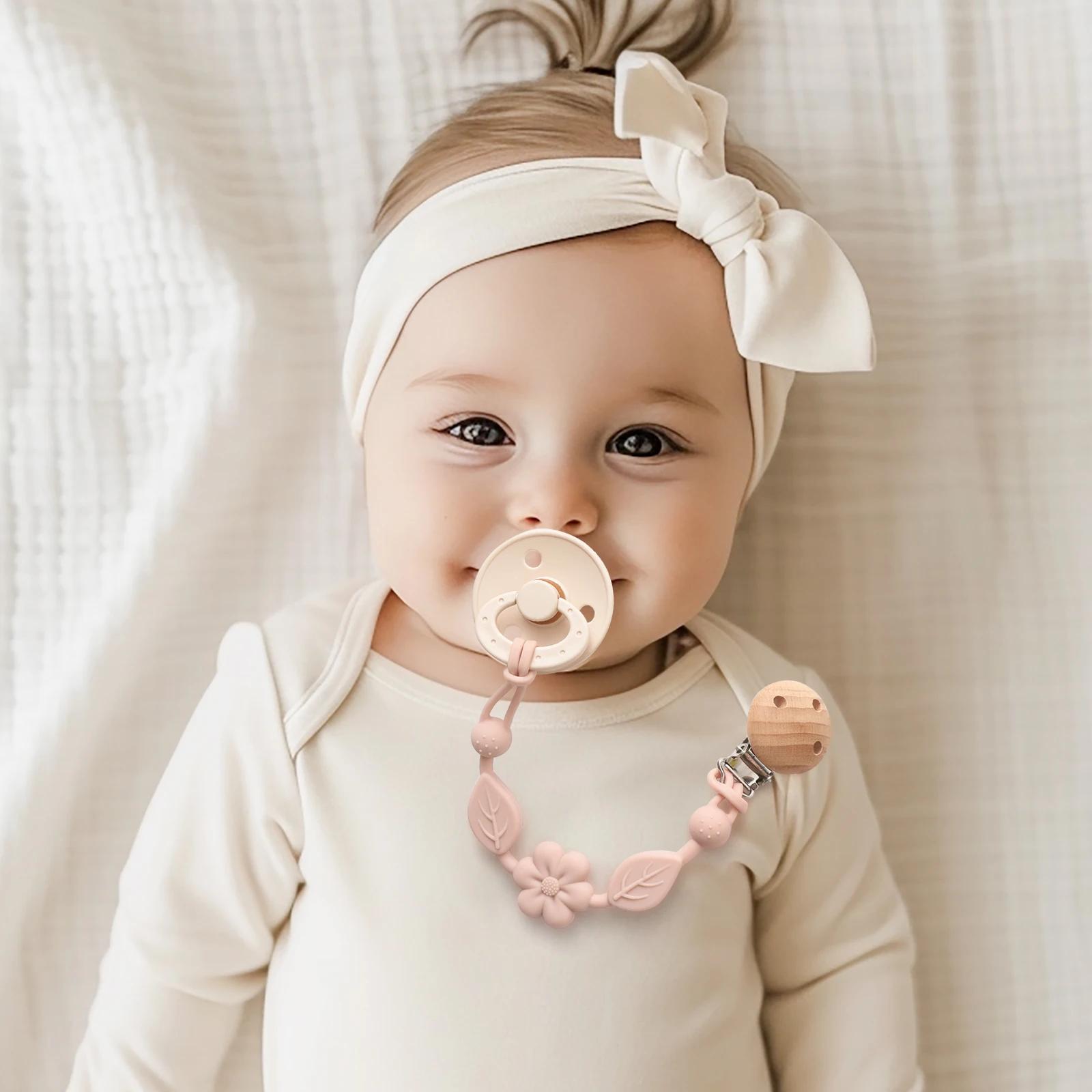Porte-sucette réglable en silicone anti-perte pour bébé, porte-sucette fleur pour nouveau-né, adapté