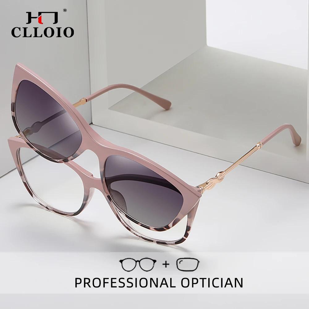CLLOIO pince magnétique sur lunettes de myopie optique femmes conduite lunettes de soleil polarisées