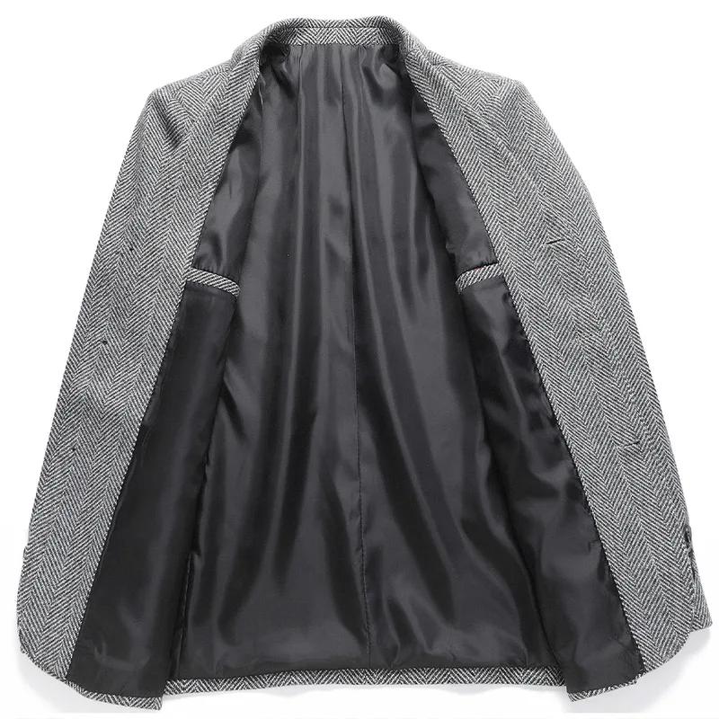 Blazer en laine pour homme, motif chevrons, veste de costume décontractée et élégante, confortable e