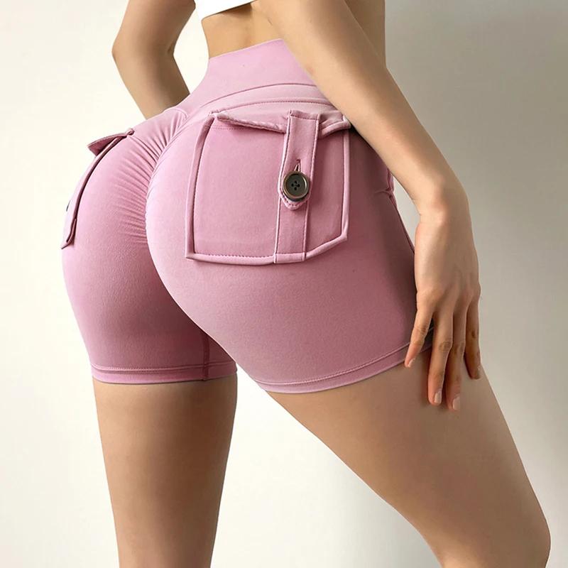 Short de Fitness pour femmes, pantalon trois-quarts d'exercice, Cargo, poche sèche, Yoga, levage ser
