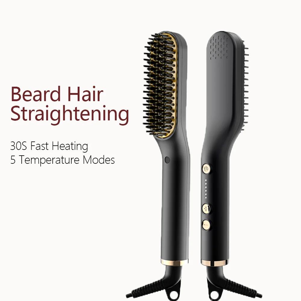 ANLAN-Brosse à Lisser la Barbe pour Homme, Peigne en Céramique Multifonctionnel, Styler Rapide