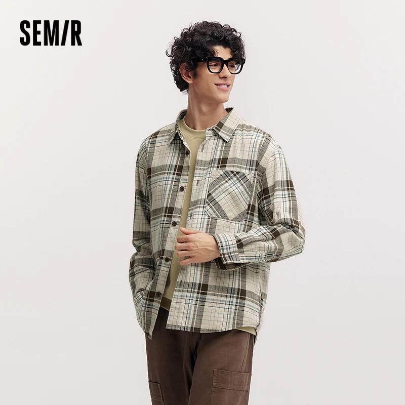 Chemise à manches longues pour homme Semir en pur coton à carreaux, vêtement d'extérieur, nouvelle c