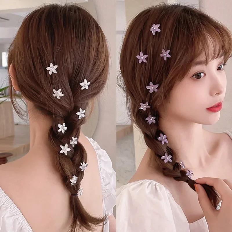 Pince à cheveux tressée, 10 pièces/ensemble, petits boutons de fleurs, épingle à cheveux pour fille,