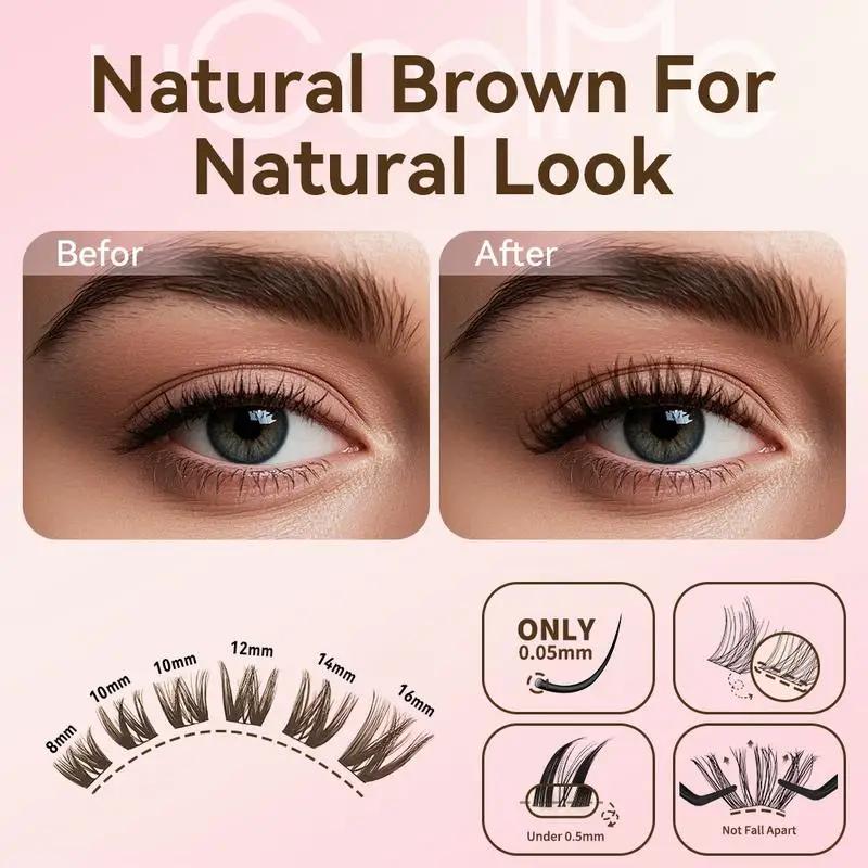 UCoolMe cils marron flore 0.05mm D Curl naturel vaporeux et léger 8-16mm segmenté cils grappe bricol