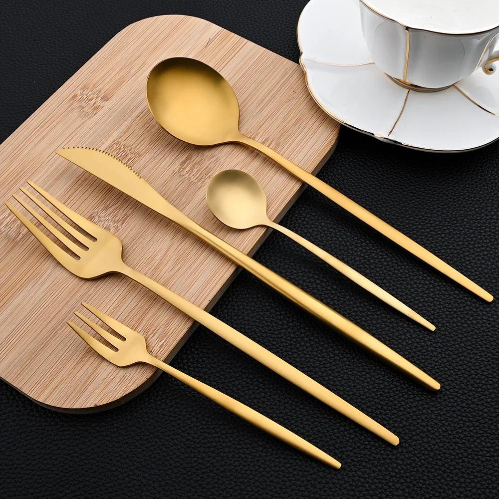 30 pièces ensemble de vaisselle en acier inoxydable couverts mat fourchette cuillère couteau ensembl