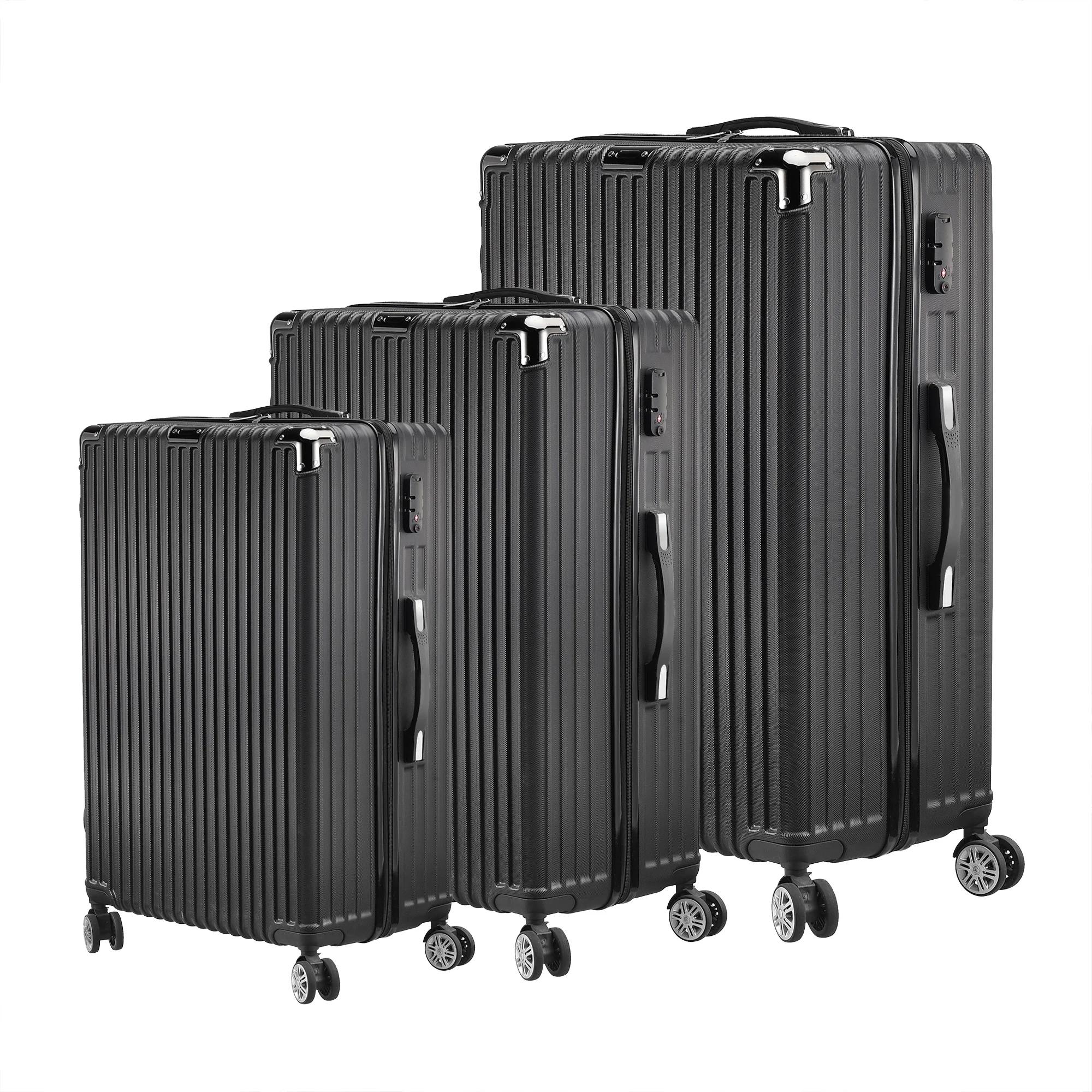 Ensemble de bagages 3 pièces, valises 20 "24" 28 ", coque rigide ABS, 4 roulettes pivotantes silenci