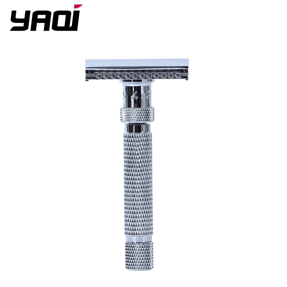 Yaqi – rasoir de sécurité pour hommes, ajustable, coupe finale, couleur chromée