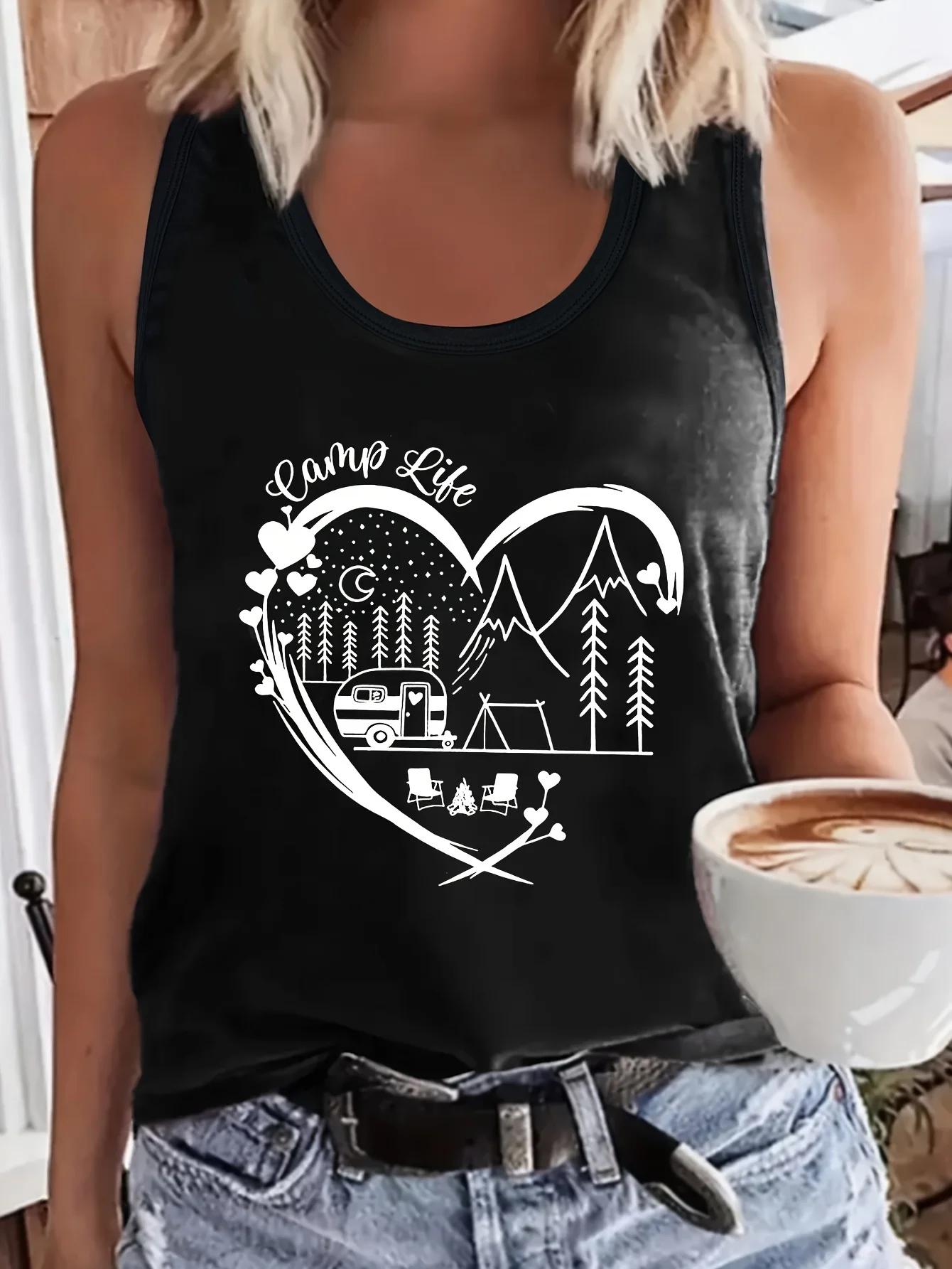 T-shirt d'été sans manches pour femmes, ample et personnalisé, attrape-rêves, maille imprimée, haut,