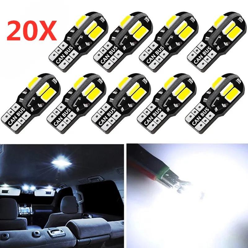 2/20 pièces W5W T10 ampoule LED Canbus 5730 8SMD 12V 6000K 194 168 LED carte intérieure de voiture d