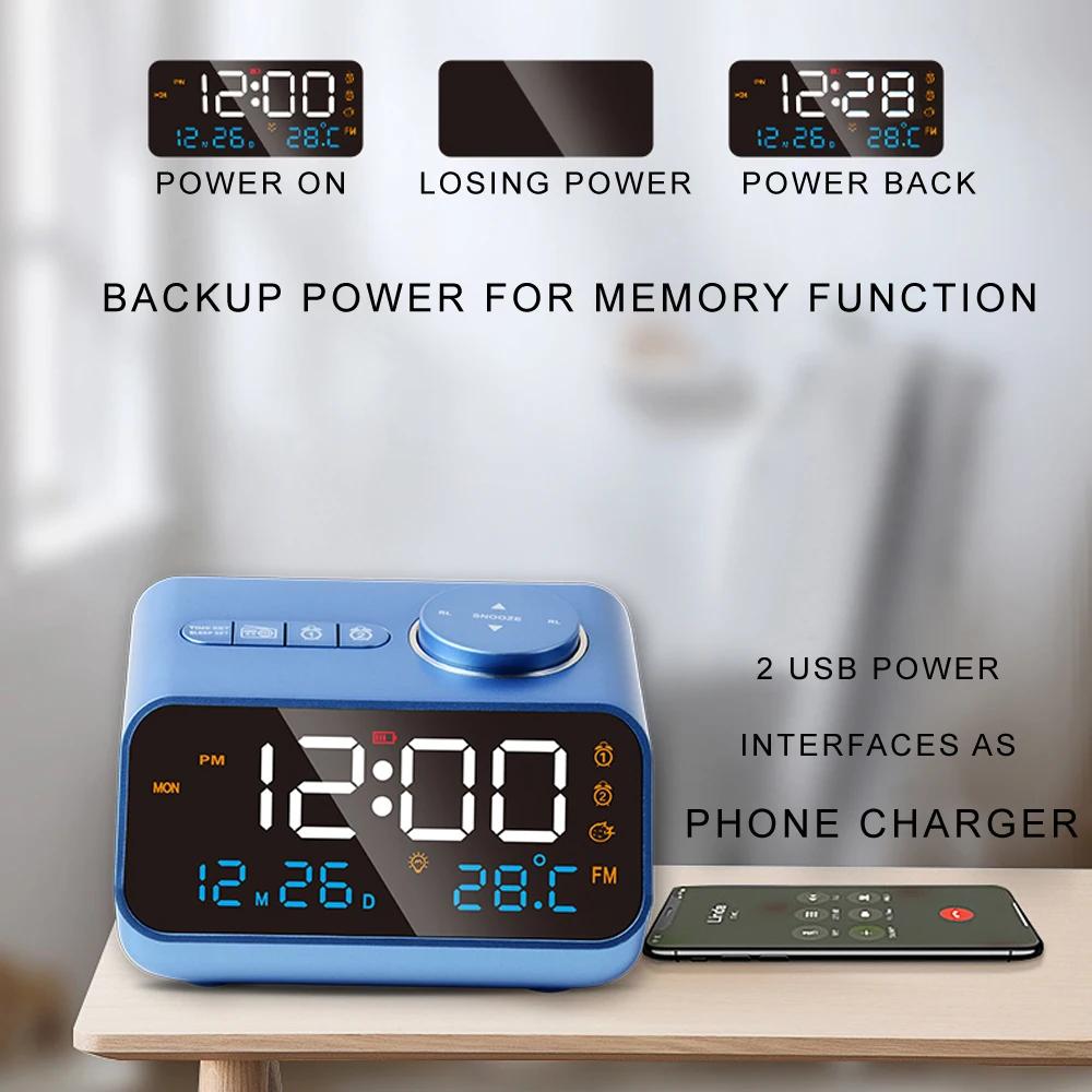 Alarme LED rechargeable avec fonction radio.Deux horloges d'alarme peuvent être réglées.Il affiche l
