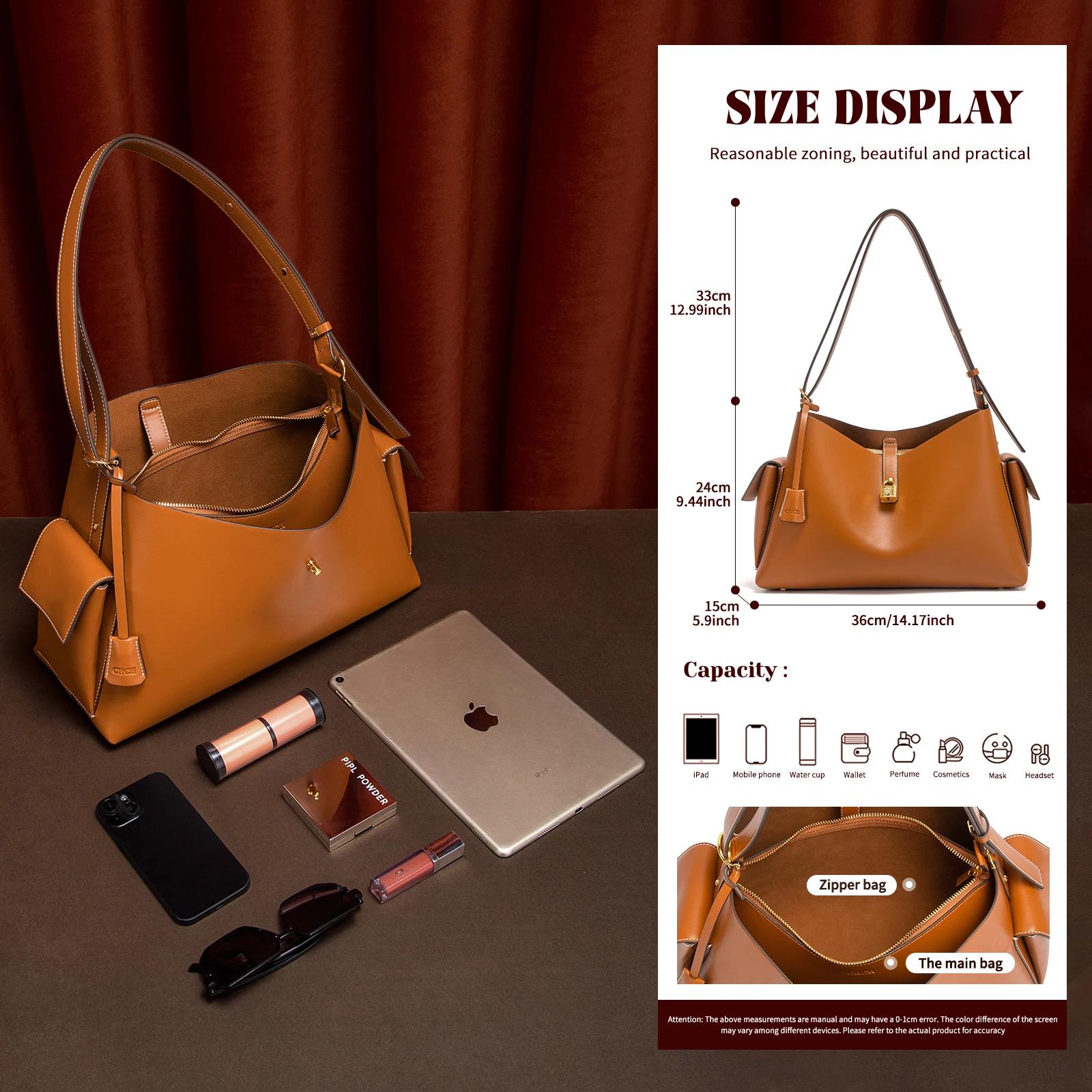 Sac à main CHCH pour femme, nouvelle collection Printemps/Été 2026, sac moto couleur café, grande ca