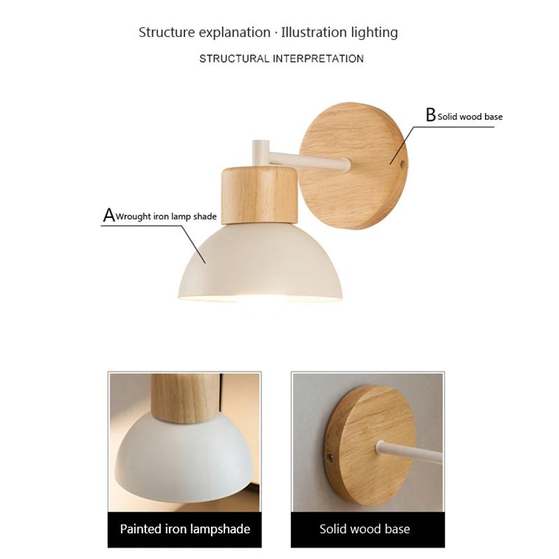 Applique Murale LED en Bois au Design Nordique Créatif, Luminaire Décoratif d'Nik, Idéal pour une Ch