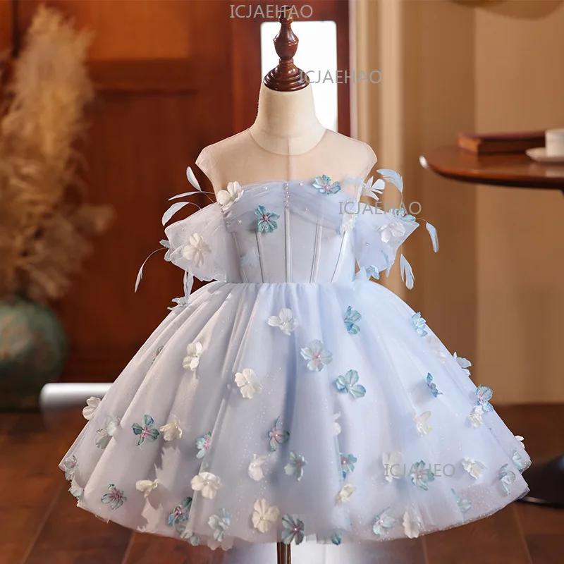 Robe de demoiselle d'honneur pour filles, robe de petite fée princesse, costume de spectacle pour en