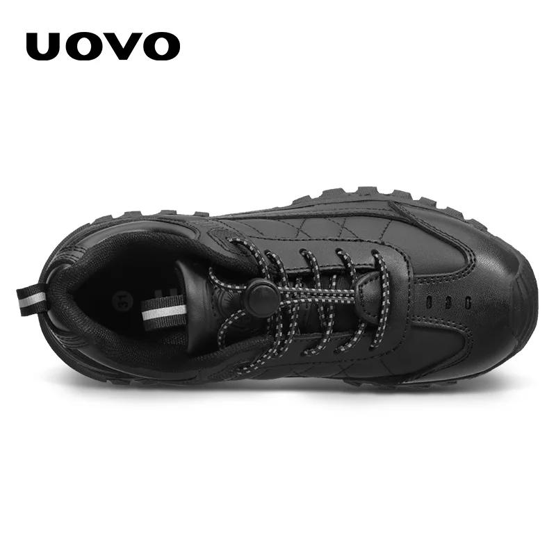 UOVO – chaussures d'école en cuir pour garçons, baskets noires pour enfants, chaussures uniformes fa