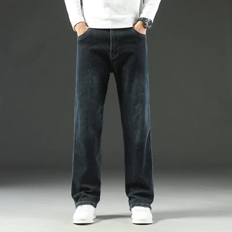 Jeans baggy droit à jambes larges pour hommes, pantalons décontractés d'affaires, vêtements de marqu