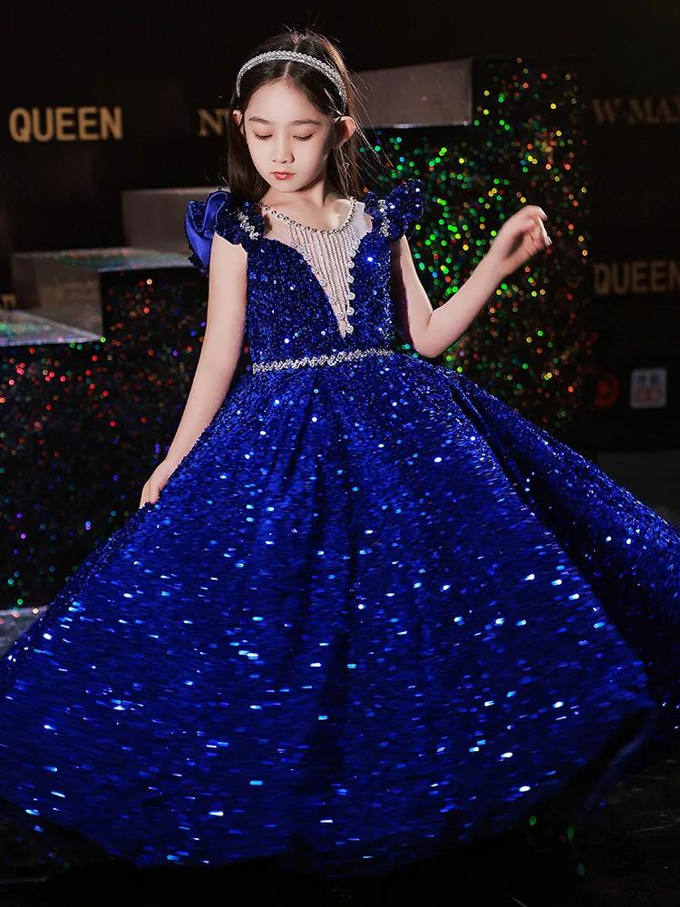 Robe de Princesse Longue à Paillettes pour Fille, Tenue de Bal Élégante, Cadeau d'Anniversaire, Mari