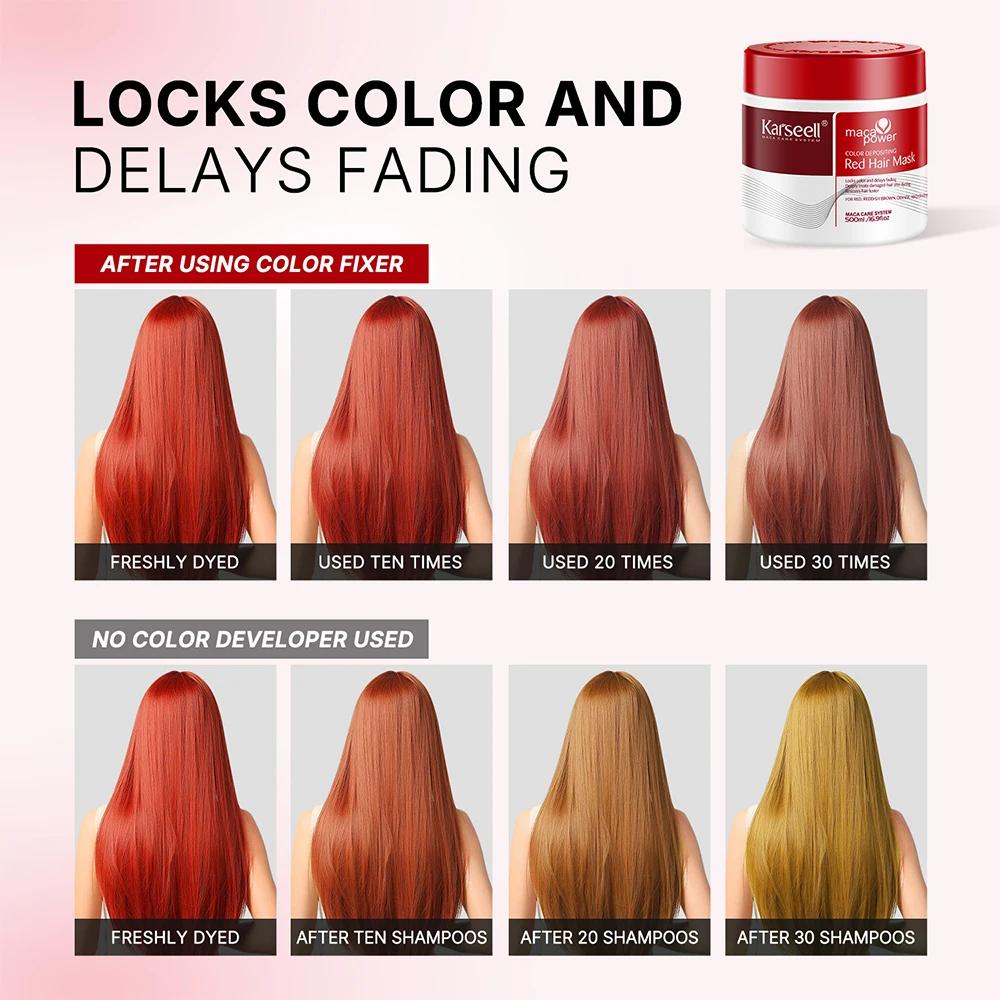 Karseell 500 ml déposant la couleur masque pour cheveux rouges revitalisant stimulant la couleur, hy