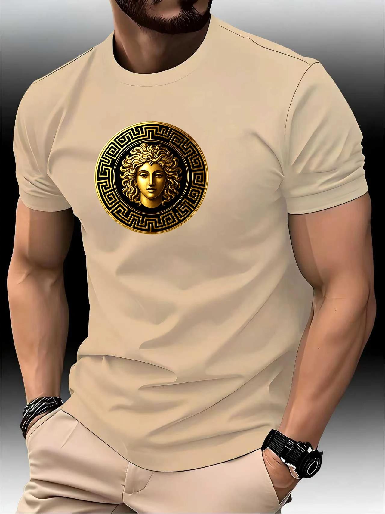 T-shirt de course à col rond pour homme, haut fin, impression artistique, séchage rapide, manches co