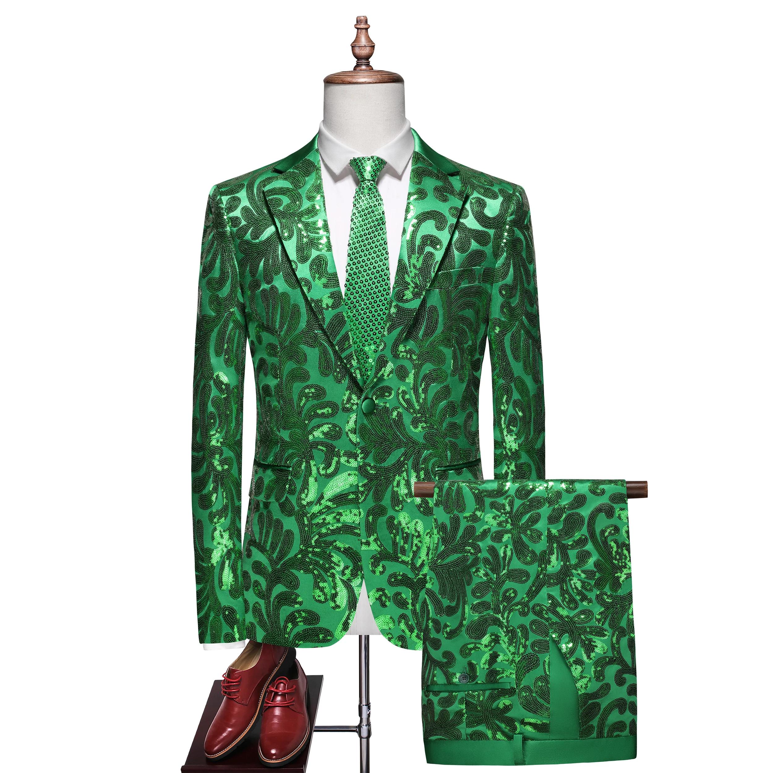 Costume homme slim rouge à paillettes, deux pièces, haut + pantalon, disponible en bleu, noir, or, v