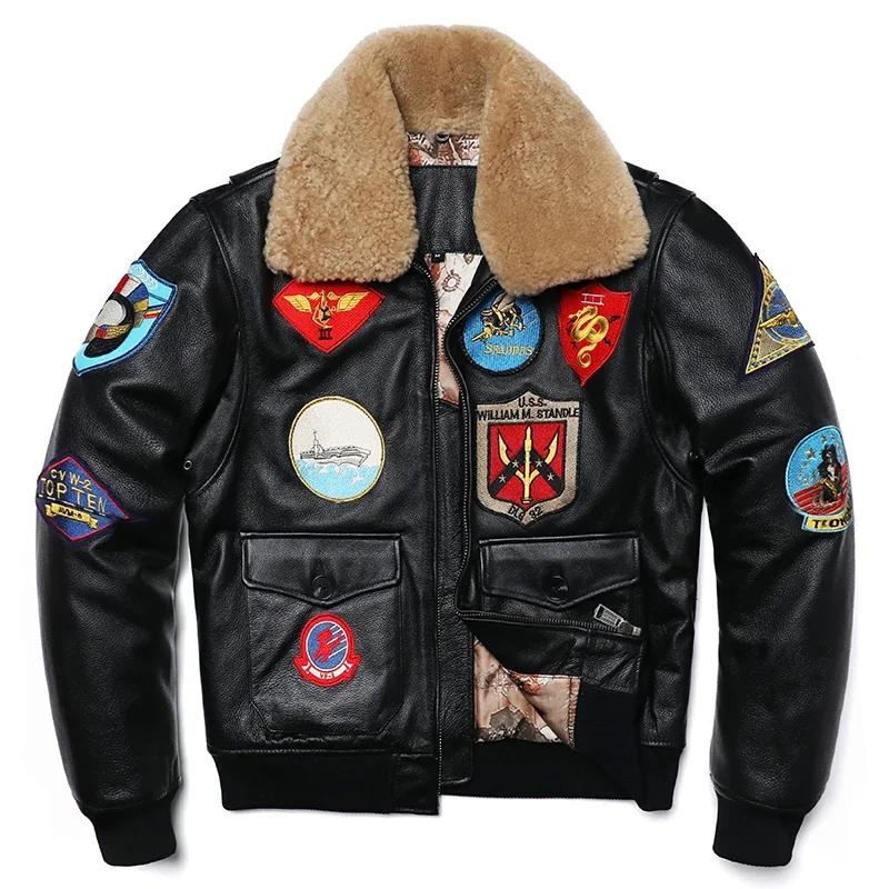 Vêtements militaires G1 veste de vol épaississement matelassé 100 % vestes en cuir de vachette homme