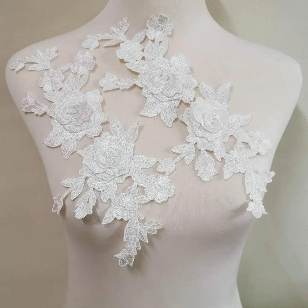 Patch brodé de fleurs de roses à coudre, 2 pièces, pour robe, chapeau, sac, jean, appliques, artisan