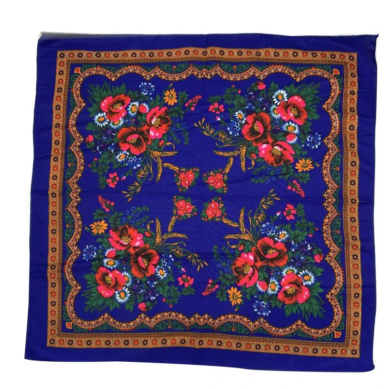 Foulard Imprimé Floral Rétro pour Femme, Bandana Carré, Châle, Bande de Sauna, Russe, National