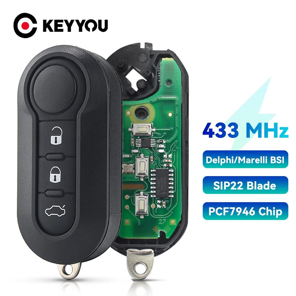 KEYYOU clé de voiture télécommande pour Fiat 500 500L MPV Ducato citroën cavalier Peugeot Boxer 2008