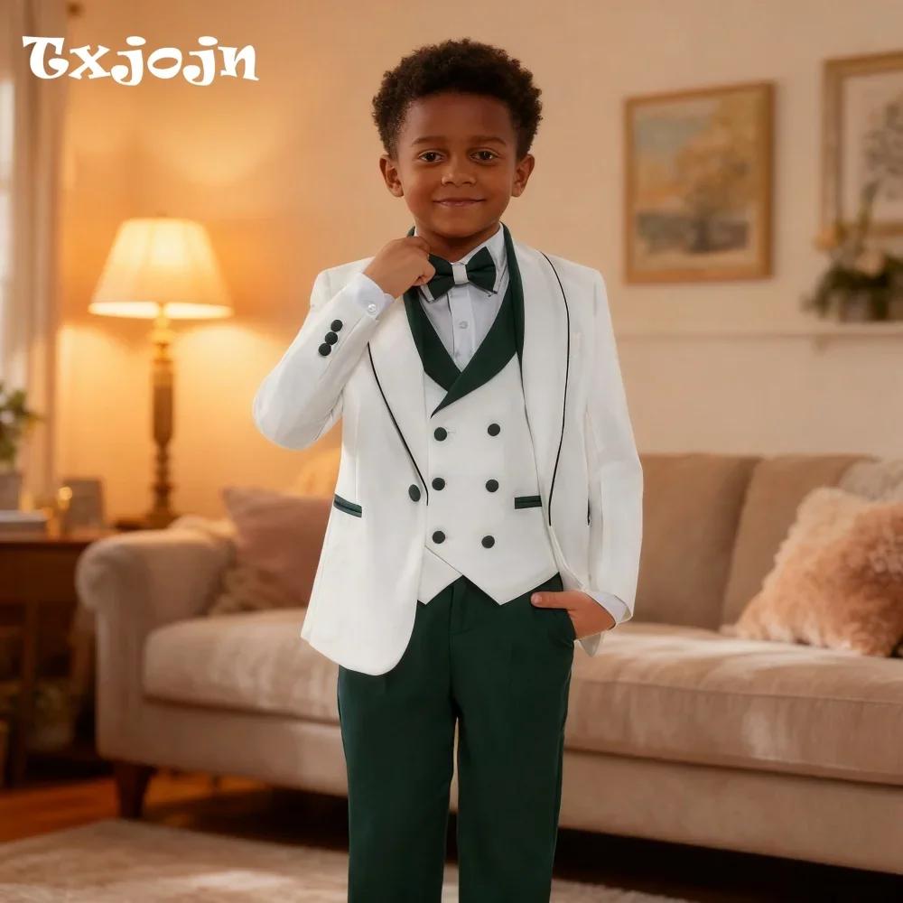 Livraison Rapide – Nouveaux Costumes Verts pour Enfants, 4 Pièces, Tenue de Fête/Banquet, Ensemble C