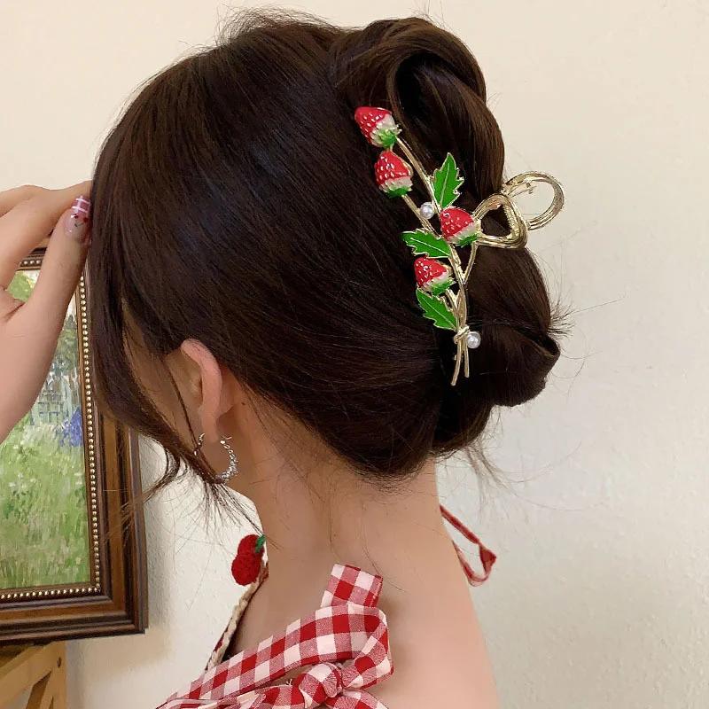 Pince à cheveux fleur douce pour femme, queue de cheval exquise, pince requin, épingles à cheveux po