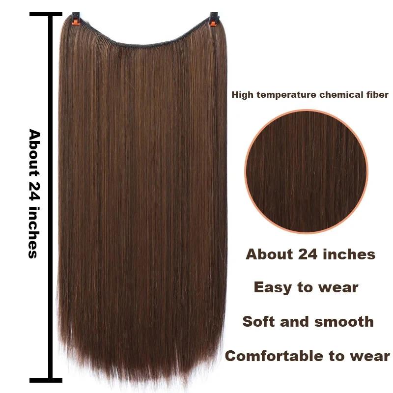 Extension de cheveux de ligne de poisson, longueur de la pièce (40cm, 50cm, 60cm), cheveux raides, c
