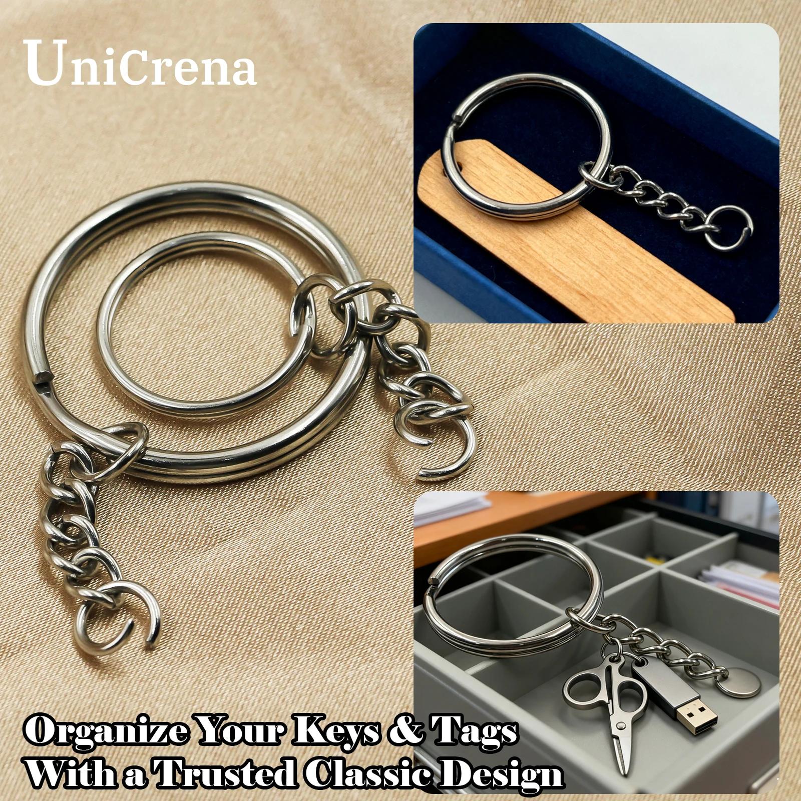 Unicrena Anneau à Bascule Acier Inoxydable avec Chaîne et Anneaux - Porte-Clés pour DIY, Création de
