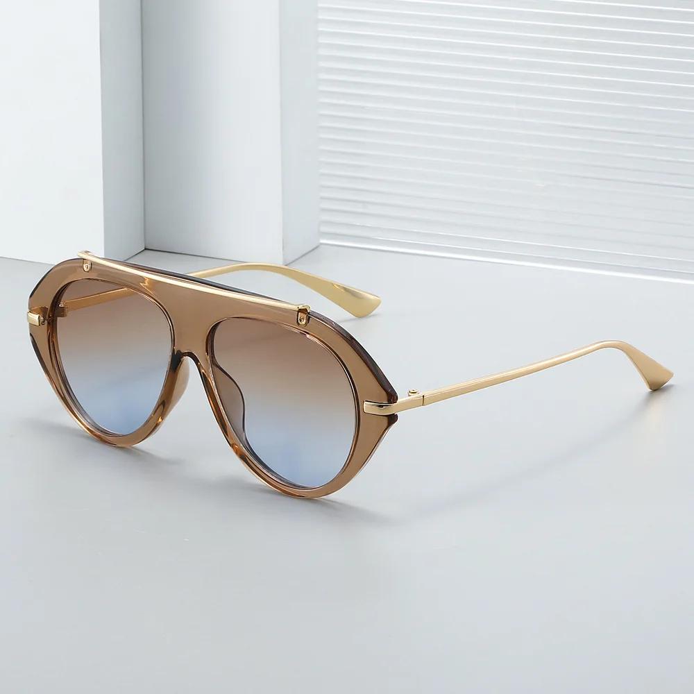 Nouvelles lunettes de soleil aviateur surdimensionnées unisexe – Style rétro années 70, monture doré