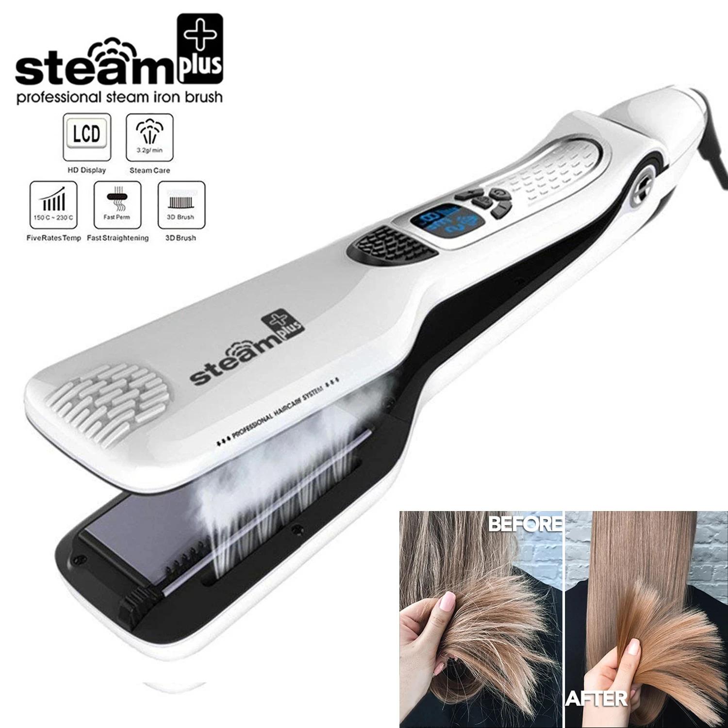 Lisseur de cheveux professionnel à vapeur, brosse Anti-brûlure, Ion négatif, soins capillaires, larg