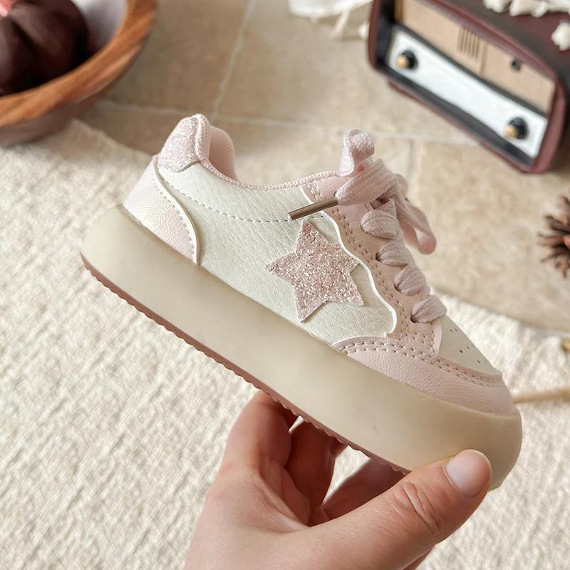 Chaussures Enfant Printemps Automne 2026 KPOP en Cuir Respirant, Baskets Décontractées Antidérapante