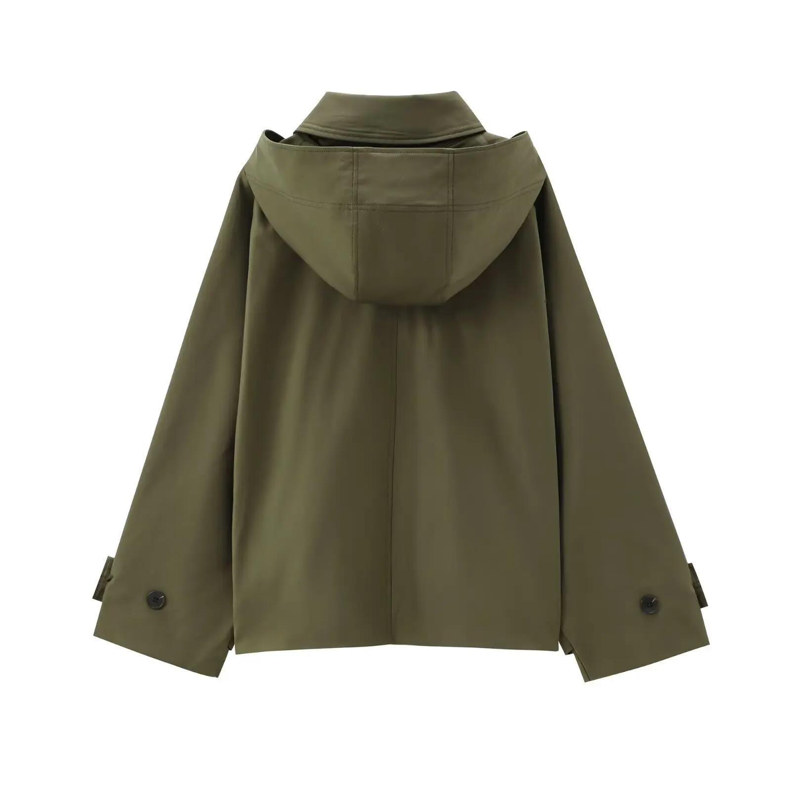 MUJER Trench Coat à capuche pour femme Coupe-vent à manches longues pour femme Nouveau en manteaux e