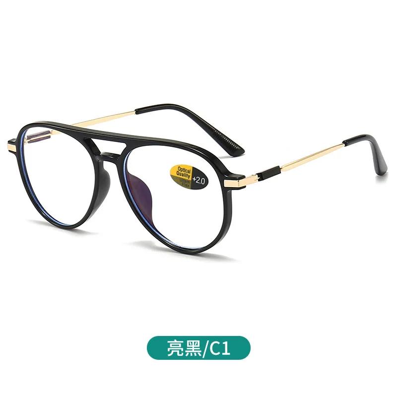 Lunettes de lecture pilote à grande monture Anti-lumière bleue pour hommes et femmes, lumière à la m