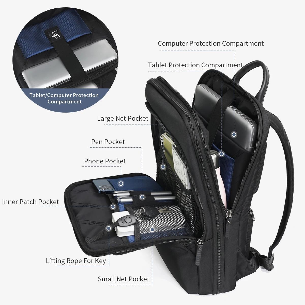 Tigernu sac à dos extensible hommes sacs minces pour hommes sac à dos de voyage étanche mâle 15.6 po