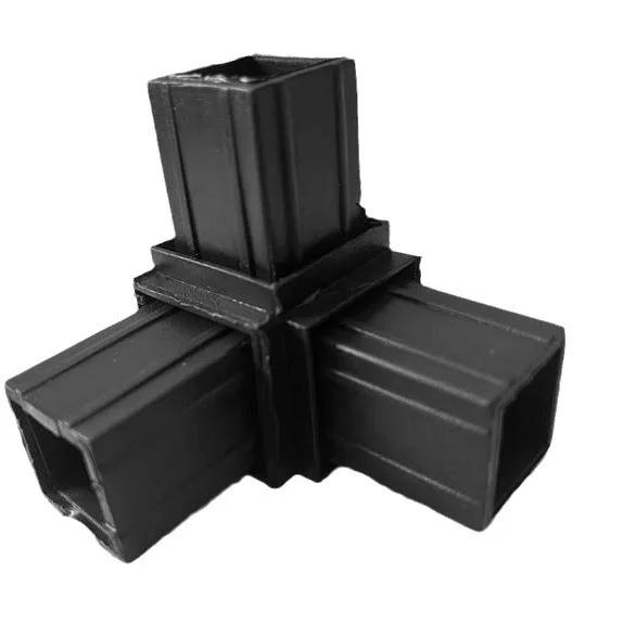 Tube carré 40x40, connecteur à trois voies, Tube en plastique en alliage d'acier inoxydable, connexi