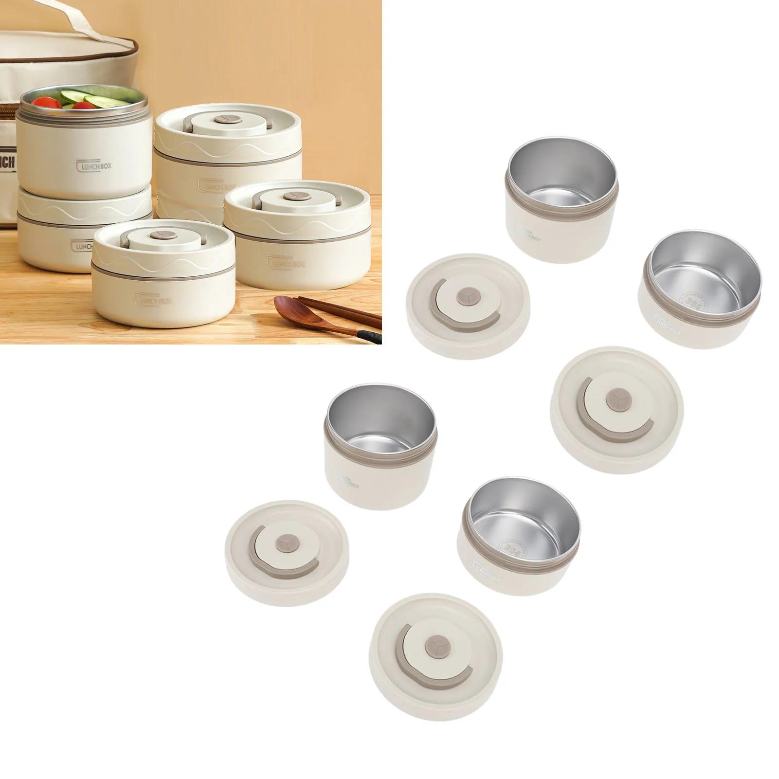 Boîte à Bento Ronde Portable Multifonction Scellée en Acier Inoxydable 304, Récipient à Déjeuner Iso