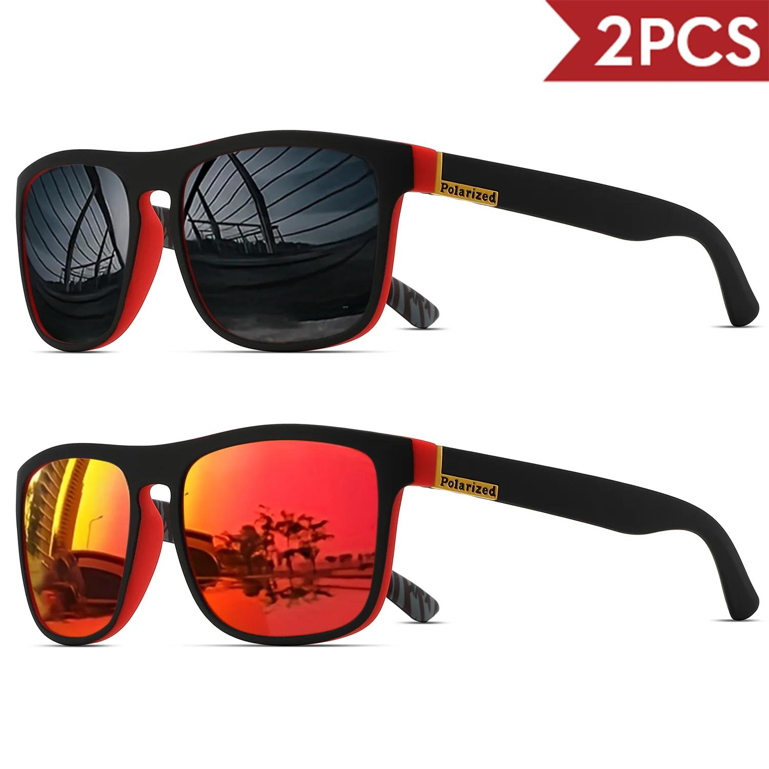 Lunettes de soleil de sport polarisées carrées classiques, monture PC légère UV400 pour la conduite,