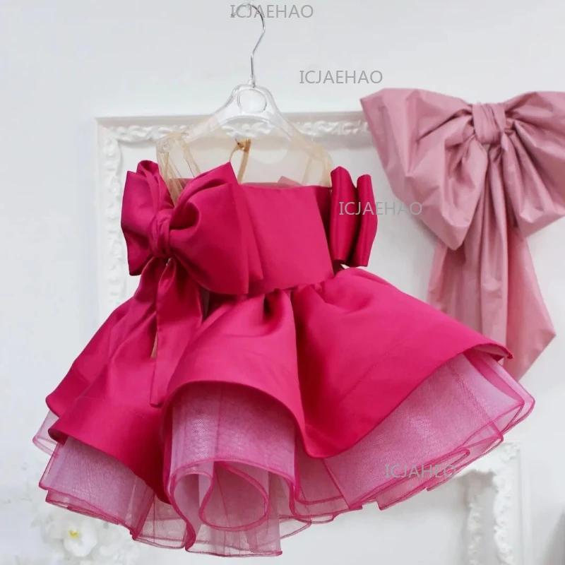 Robe de Princesse en Satin Moelleux pour Filles 2026, Robe de Demoiselle d'Honneur, Tenue Formelle S