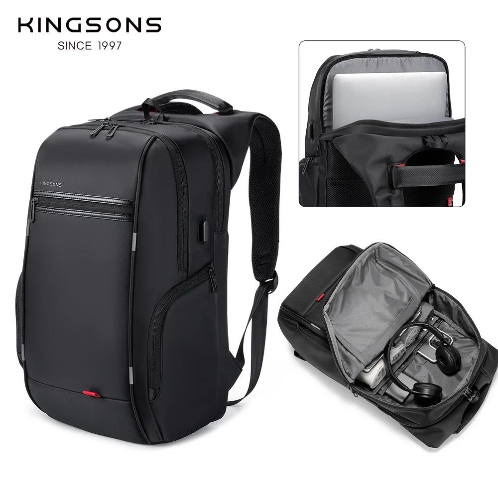 Kingsons hommes sacs à dos 15 ''17'' sac à dos pour ordinateur portable USB chargeur sac antivol sac