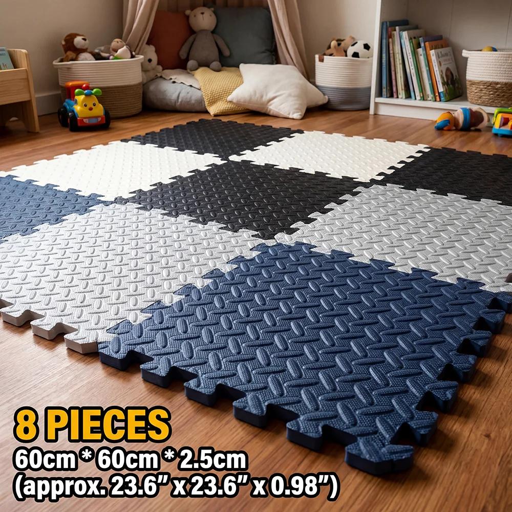 Tapis de jeu pour bébé 8 pièces 60x60cm, épaisseur 2,5cm, tapis de protection de sol en mousse emboî