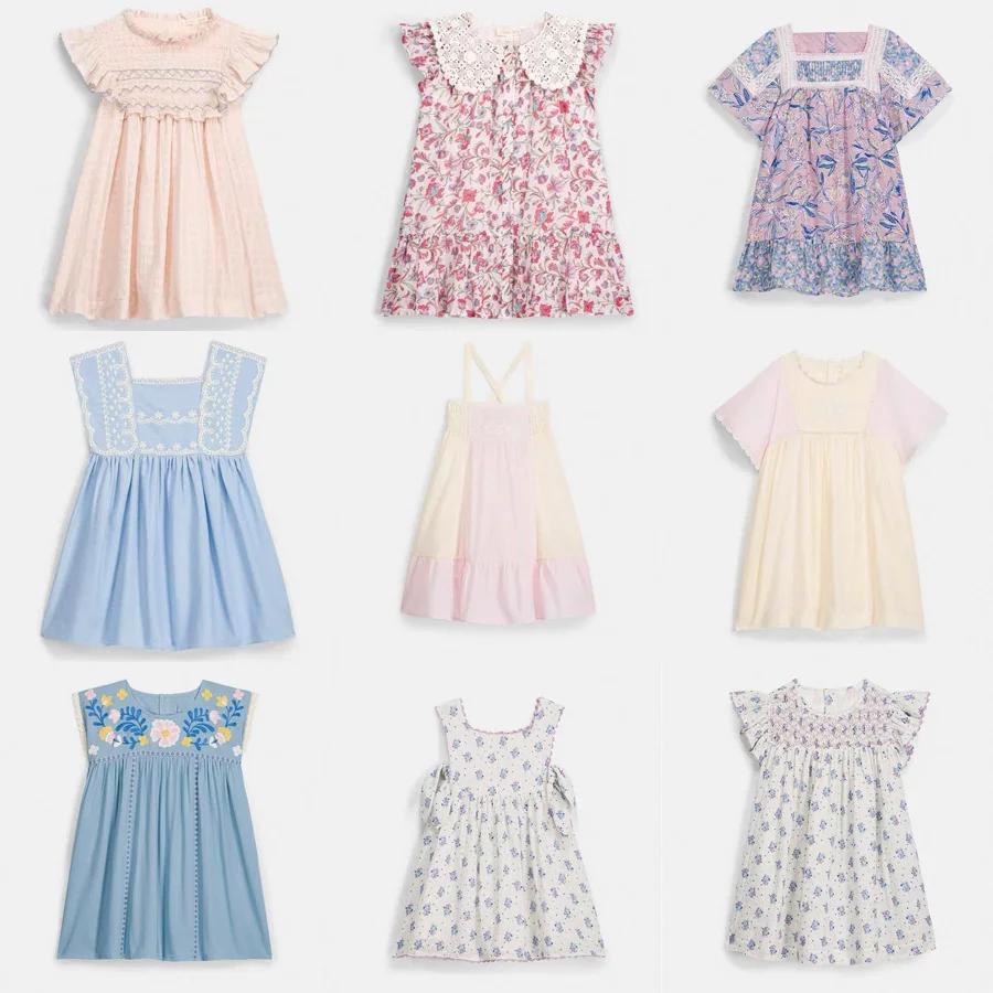 Pré-vente (expédition en mars) 2026 LM Robes d'été pour bébés filles, imprimé floral, en coton, vête