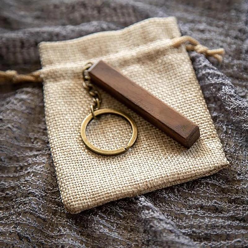 Porte-clés en noyer vierge en bois, 5 pièces, avec bracelet en cuir, porte-clés en bois inachevé pou