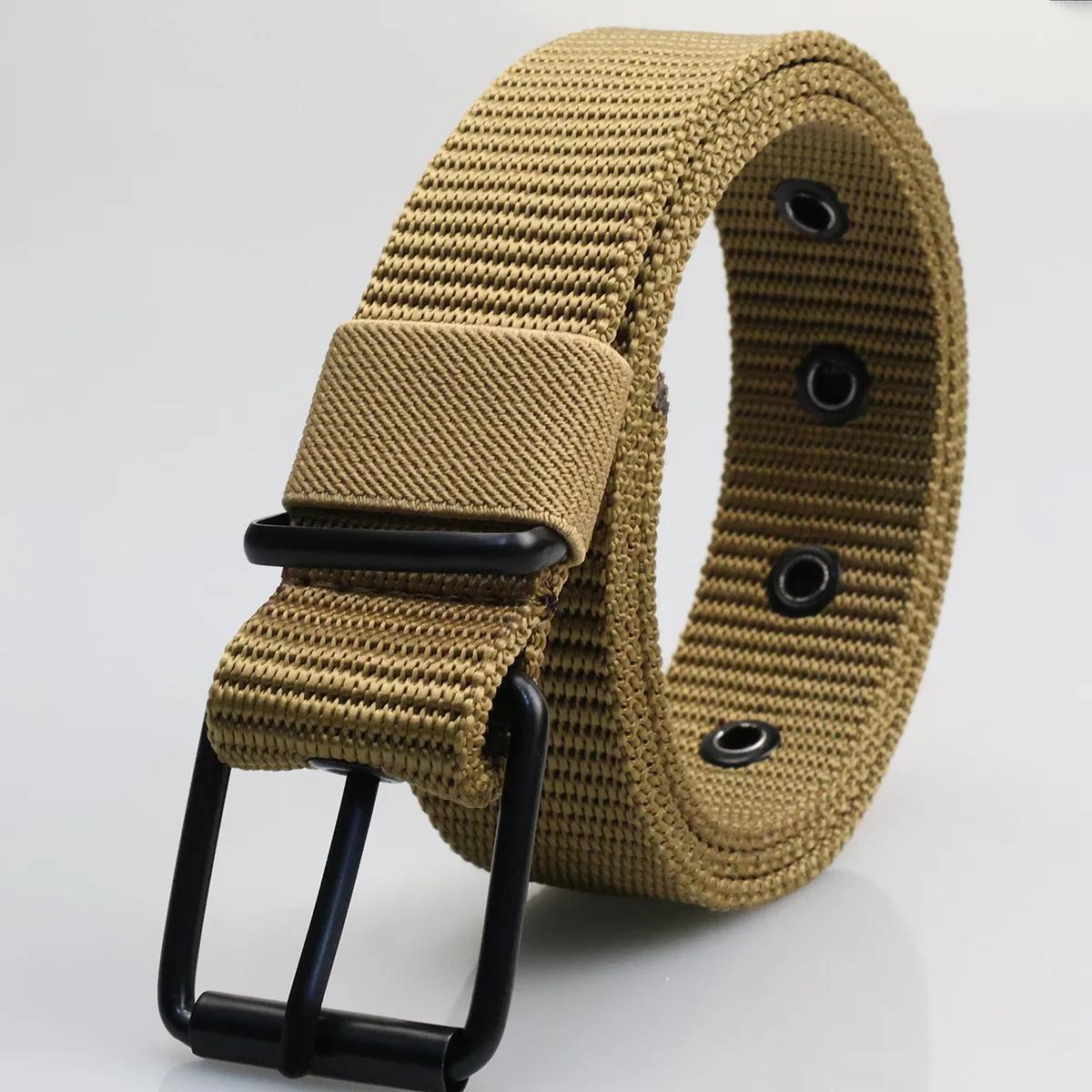 Nouvelles ceintures en toile à boucle ardillon poreuse pour hommes, ceinture polyvalente à la mode p