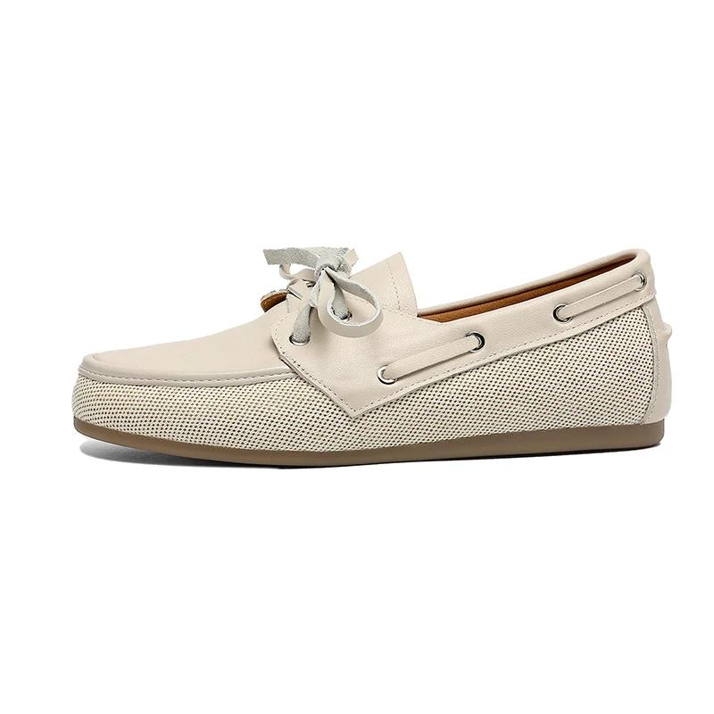 2025 nouvelle tendance élégant automne véritable cuir de vache femmes chaussures plates marron Beige