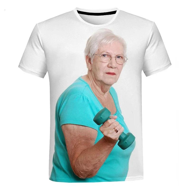 T-shirt décontracté imprimé en 3D pour femme, haut créatif, drôle, mignon, grand-mère, rouge, lécher