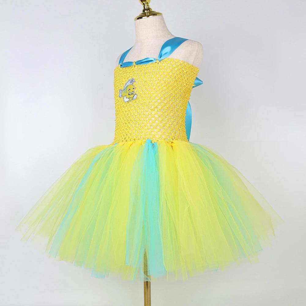 Costumes de flet de sirène pour bébés filles, robe tutu de poisson de dessin animé pour enfants, ten