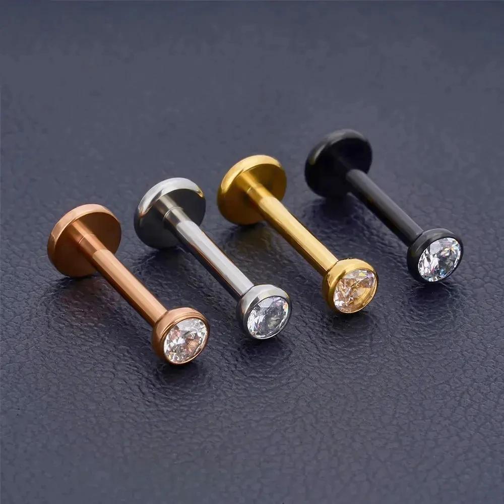 10 pièces clous d'oreille sans fil G23 titane nez PIERC punaise Labret lèvres anneaux boucles d'orei